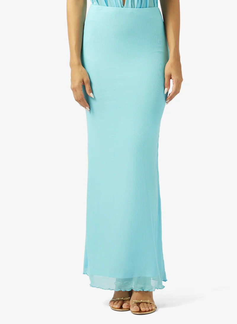 Ginger Halter Neck Top & Skirt Coord Set with Golden Accent